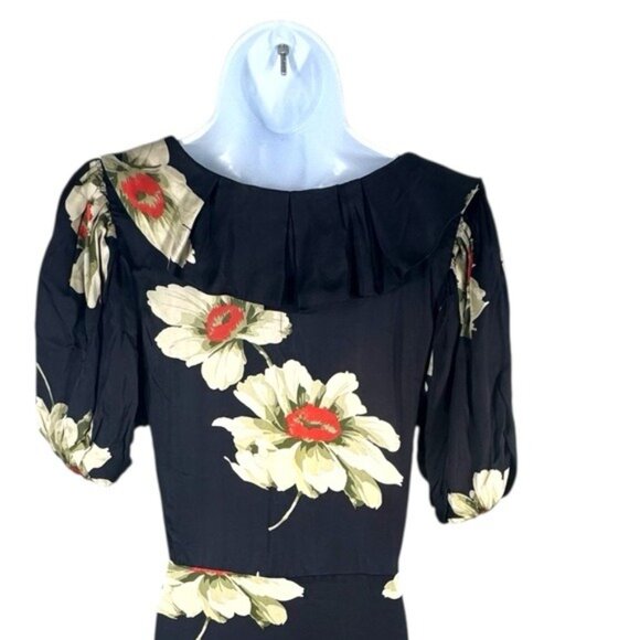 The Great Floral Medley Dress L 100% Viscose Midi Dress Boho Prairie Romantic - Picture 9 of 12